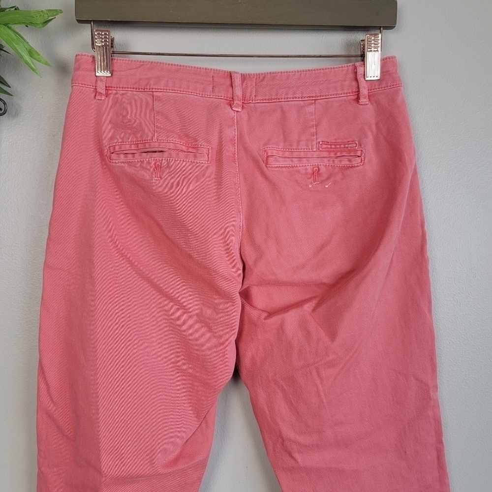 Anthropologie 26 Chino Pink Relaxed Fit Straight Stretch Ankle Cotton Pants 2 - Picture 10 of 14